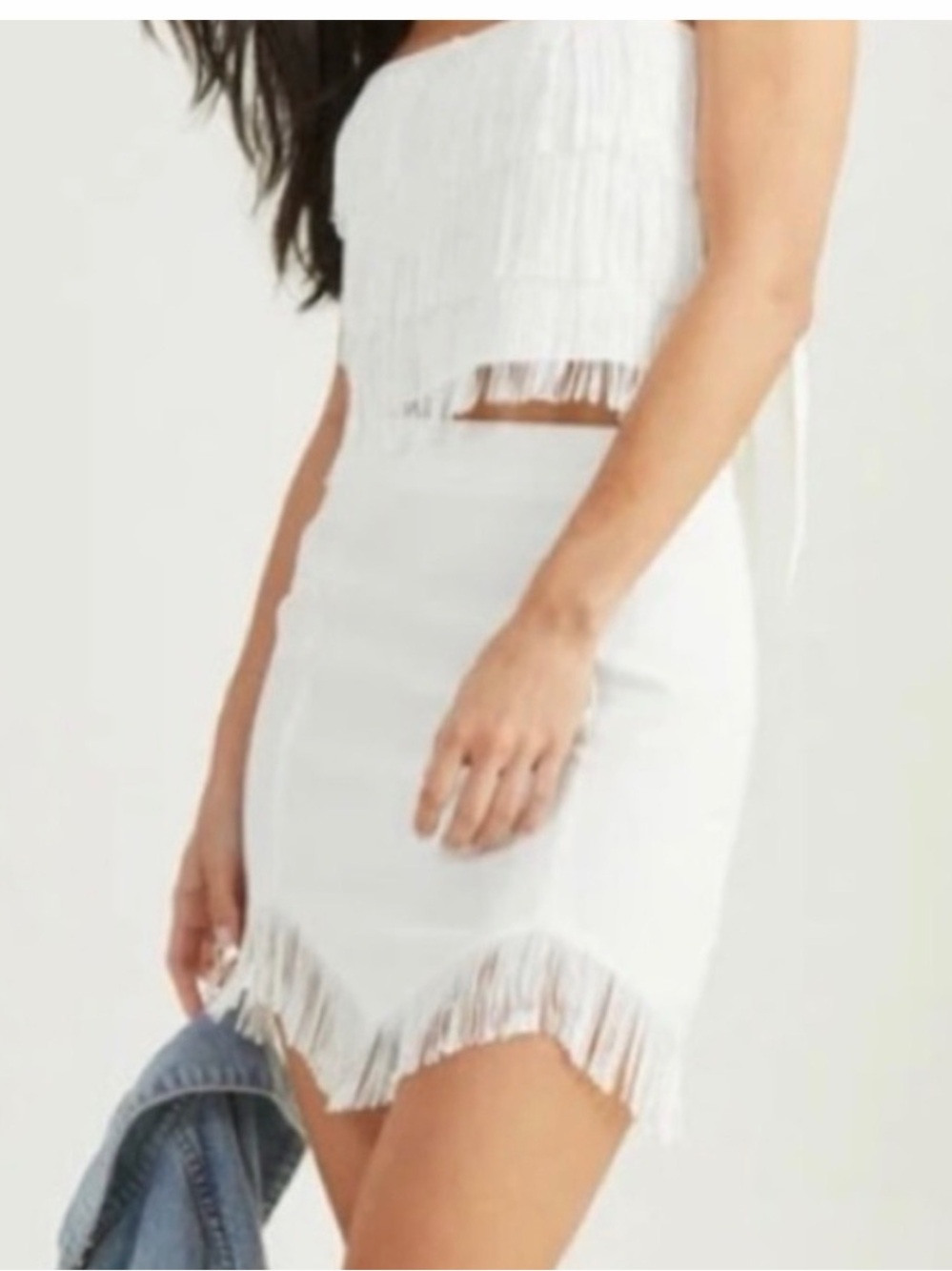 Altar'd State White Fringe Mini Skirt - Picture 2 of 9